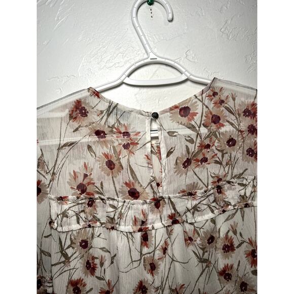Lucky Brand floral ruffle boho chic blouse womens XS cottagecore flowy prairie - Picture 8 of 10